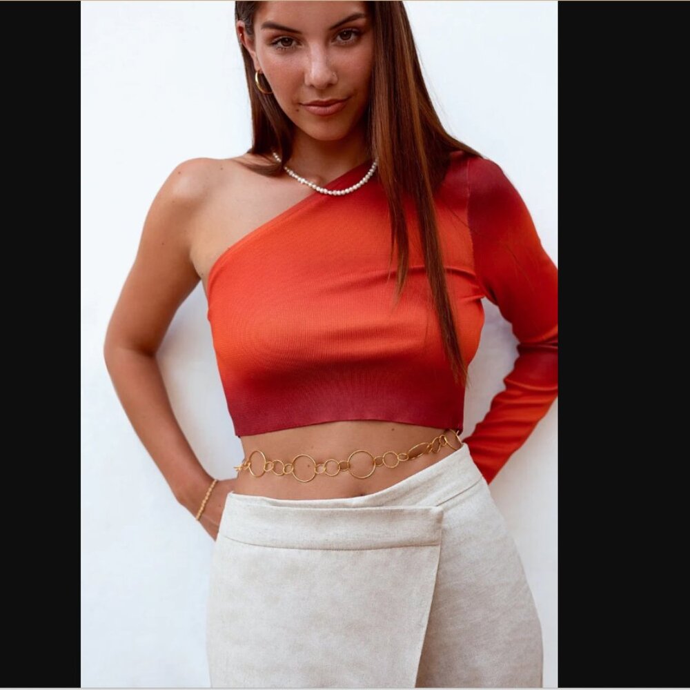 NEW Zara Blogger-Fave One-Shoulder Tie-Dye Crop Top, Size S
